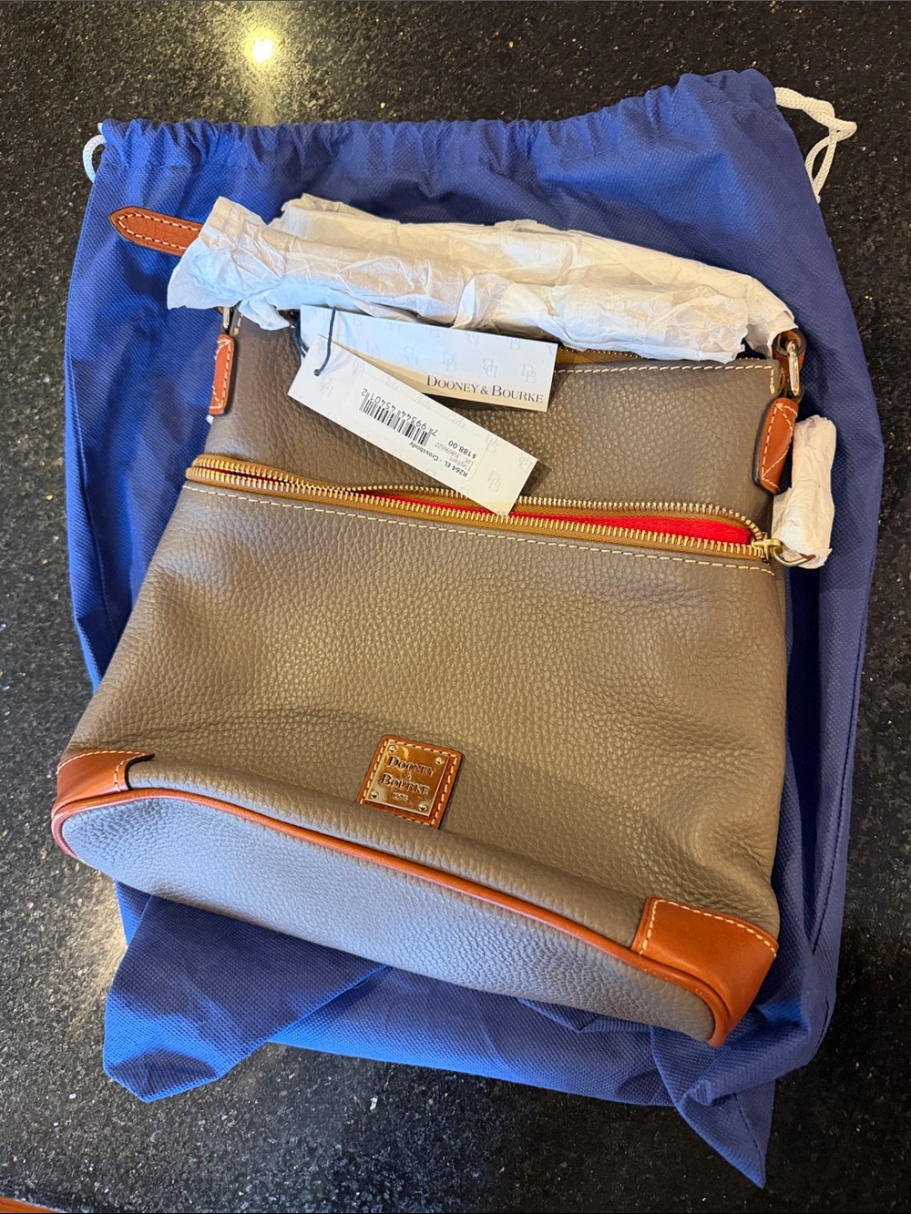 NWT Dooney & Bourke Women's R264 Crossbody Bag in Elephant + Dust Bag